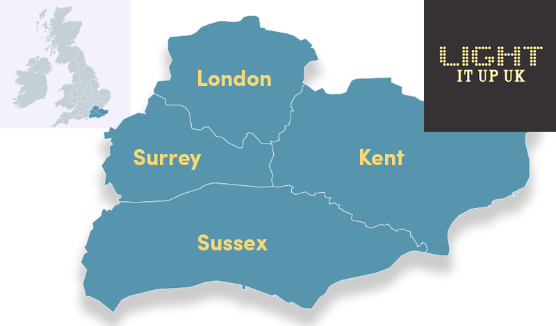 light up letters for Kent, Sussex, Surr